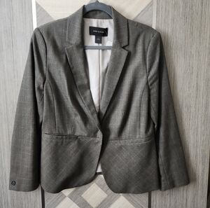 Ann Taylor Charcoal Plaid Blazer